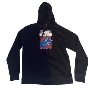 Pink Dolphin Graphic Logo Waves Pullover Hoodie Sweatshirt Men Size Medium Black